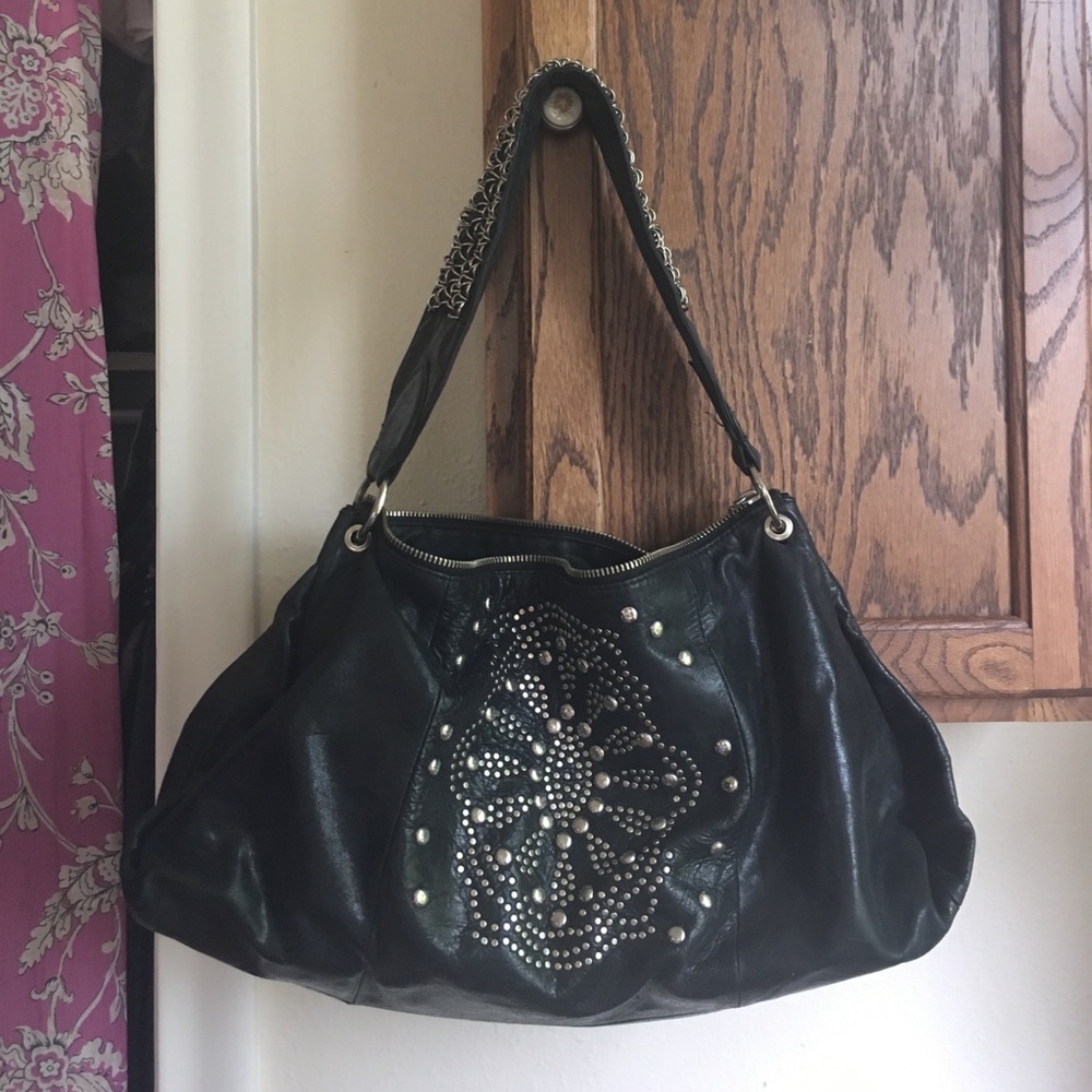 Studded Leather Hobo