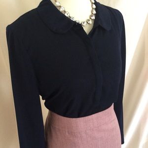 J. Crew navy Peter Pan collar Popover