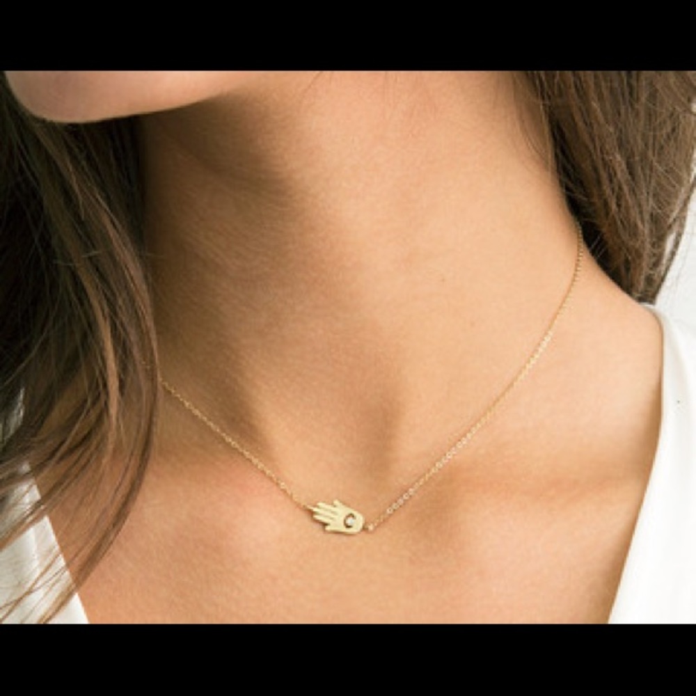 NWT Gold Dainty Hamsa Statement Necklace