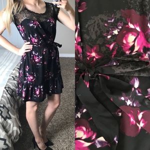 ELLE- Black Lace Flower Dress