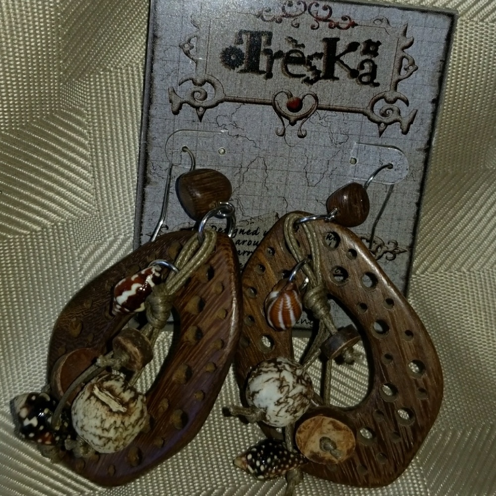 Wood and natural earrings