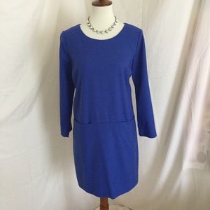 J. Crew bright cobalt blue shift dress, wool.