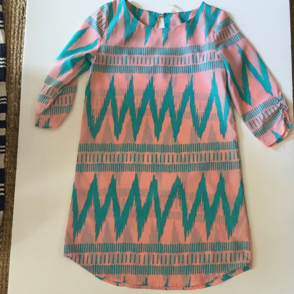 light pink & turquoise patterned dress