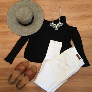 Black Cold Shoulder Sweater