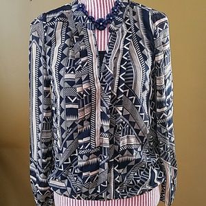 Navy and Blush Sheer Blouse Navy and Blush Sheer Blouse
