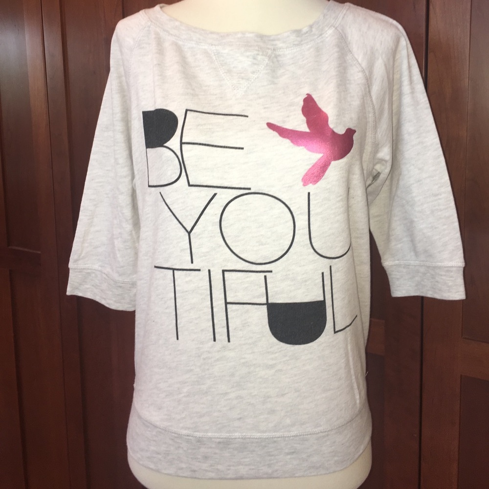 Grey Sweater Style Top with Be-YOU-tiful Graphic
