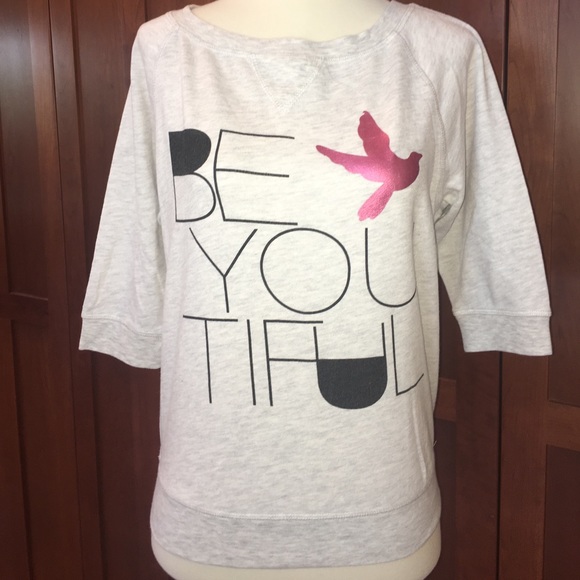 Grey Sweater Style Top with Be-YOU-tiful Graphic - Picture 1 of 3