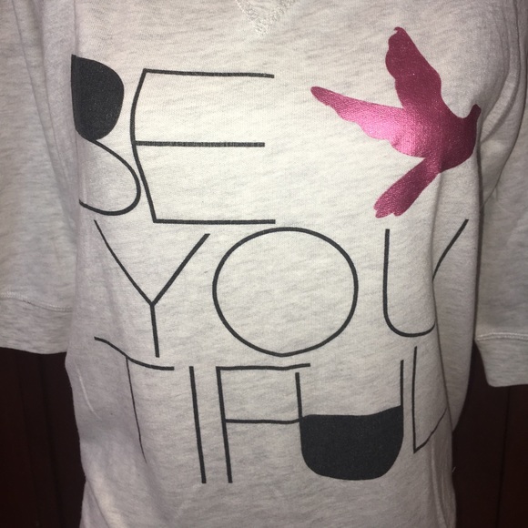 Grey Sweater Style Top with Be-YOU-tiful Graphic - Picture 2 of 3
