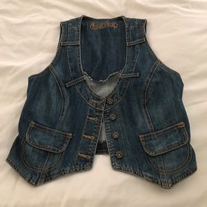 Denim crop vest