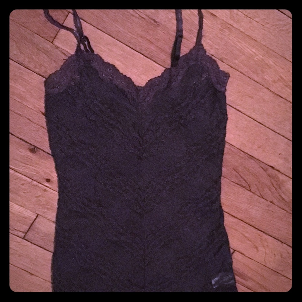 Free people intimate dark brown/grey lace tank top
