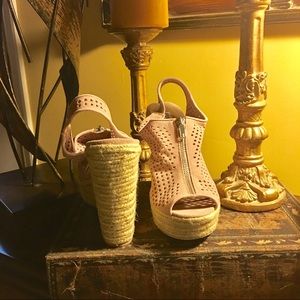 Pale Pink Open Toe Wedge Espadrilles 💕