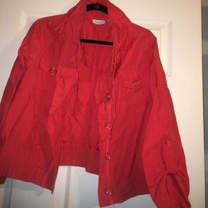 Red bomber style jacket