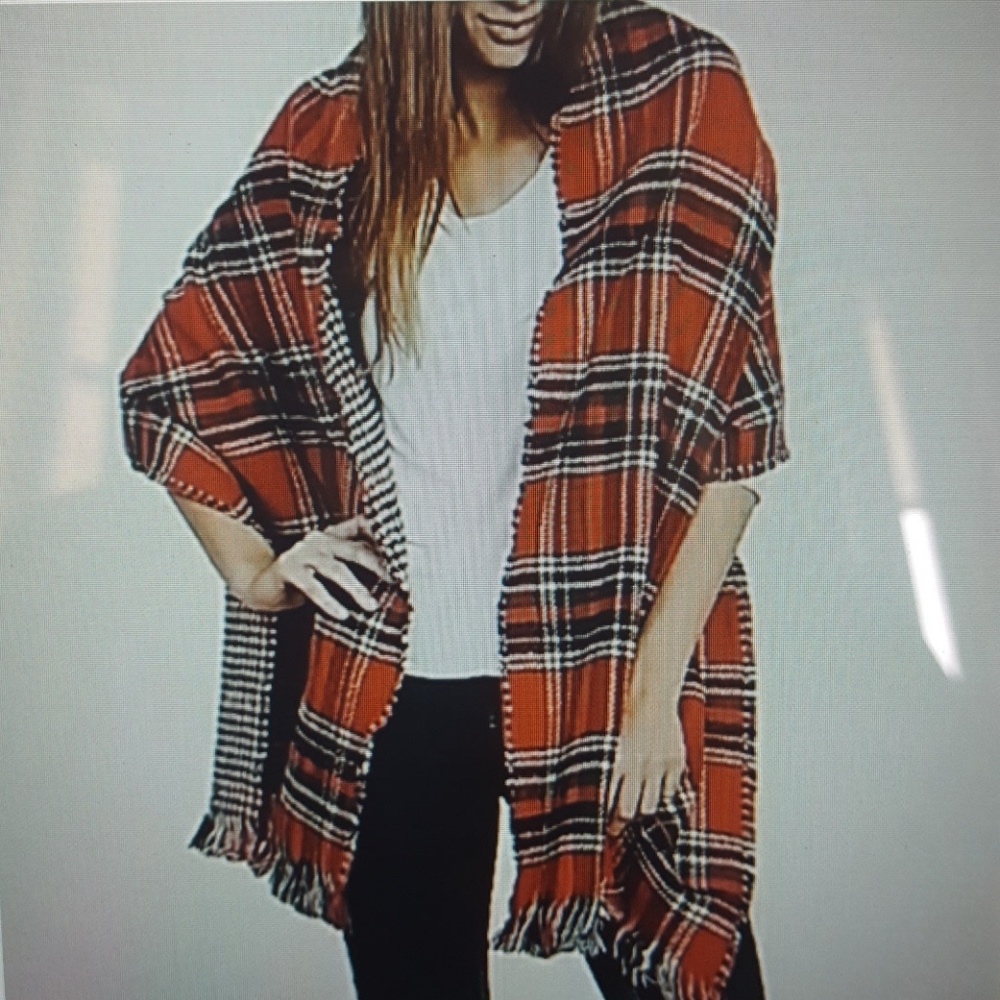 PLAID BLANKET SCARF DOUBLE SIDE