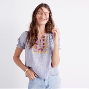 Madewell Embroidered Penny Peasant Top
