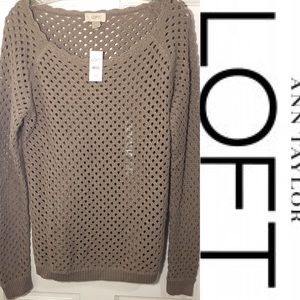 FALL cozy Ann Taylor LOFT taupe cable knit sweater