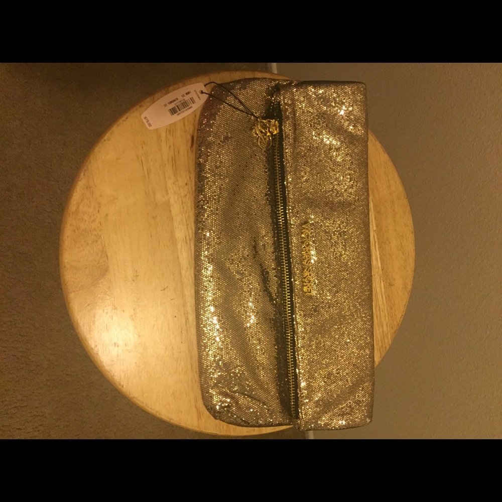 Victoria's Secret gold sparkly makeup bag / purse