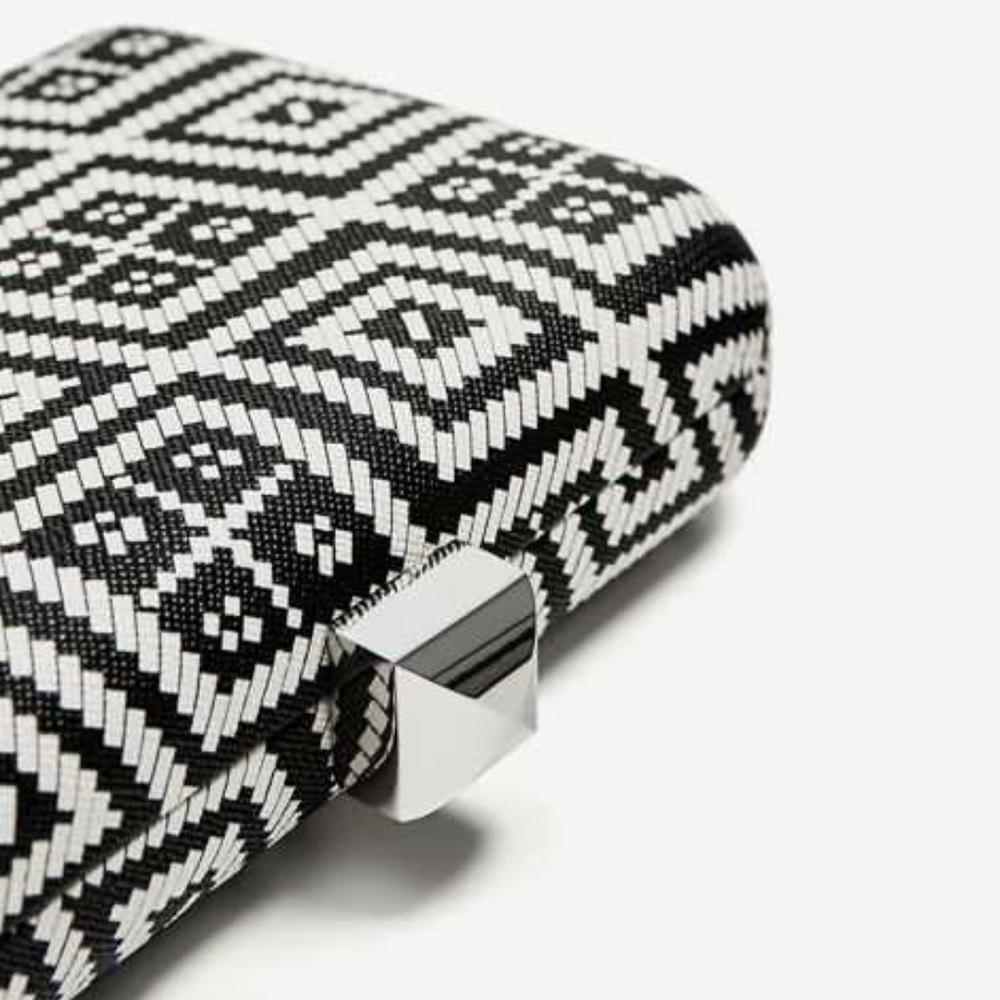 Zara Geometric Print Minaudière Clutch NEW