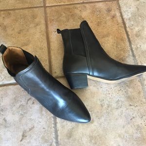 Leather black ankle boots