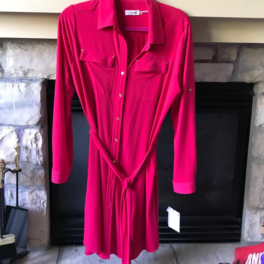 Fuchsia long sleeve Calvin Klein Dress