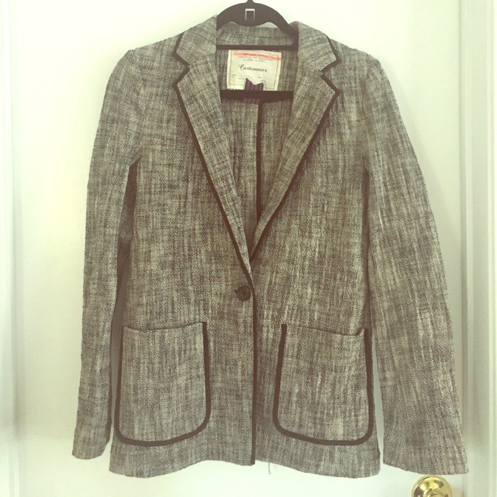 Anthropologie Cartonnier blazer with black piping
