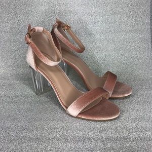 💕Pink Blush Velvet Perspex Heels