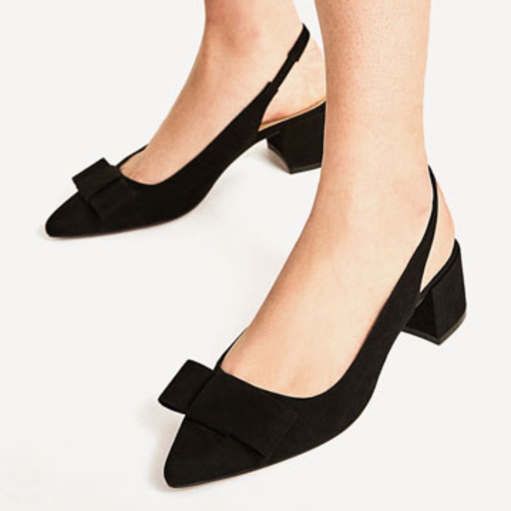 Zara Heels backless Shoes Bow NEW