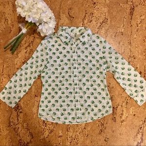Anthropologie Odille Vintage Look Green Rose Shirt