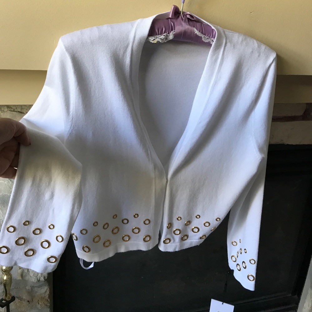 White and gold bolero sweater