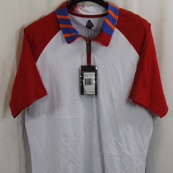 AMERICAN STITCH RED BLUE & WHITE 1/4 ZIP SHIRT LA - Picture 1 of 6