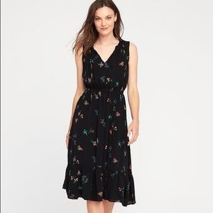 Sold Out!! Old Navy Floral Black Gauze Midi Dress