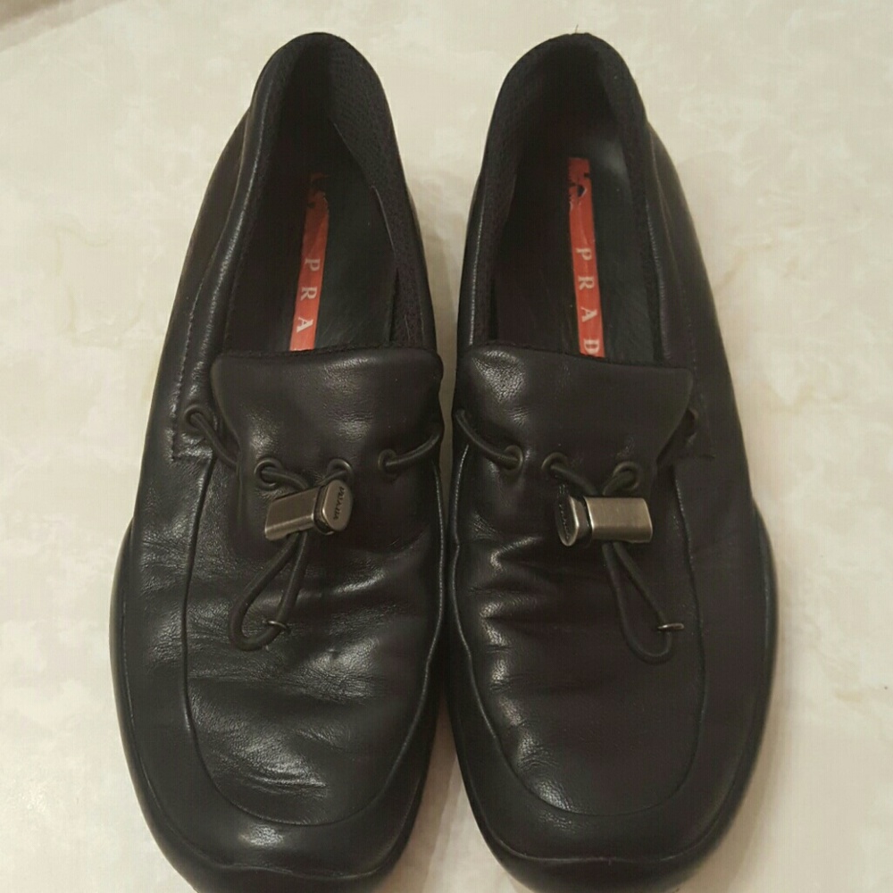Women Prada Toggle Black Loafers Sz 7.5