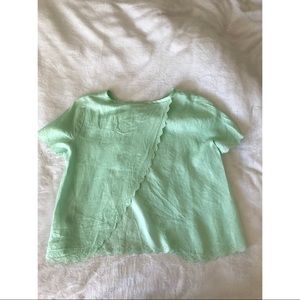 J. Crew mint green 100%linen open back top!