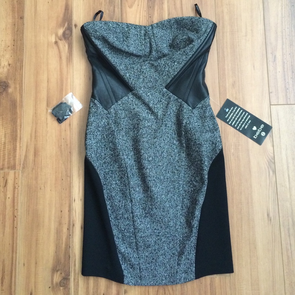 Brand New Grey and Black Strapless Dress in Size 0
