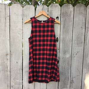 Simple red/black tartan dress.