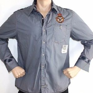 NEW ENGLISH-LAUNDRY Men'Peoples-Army Gray Shirt L