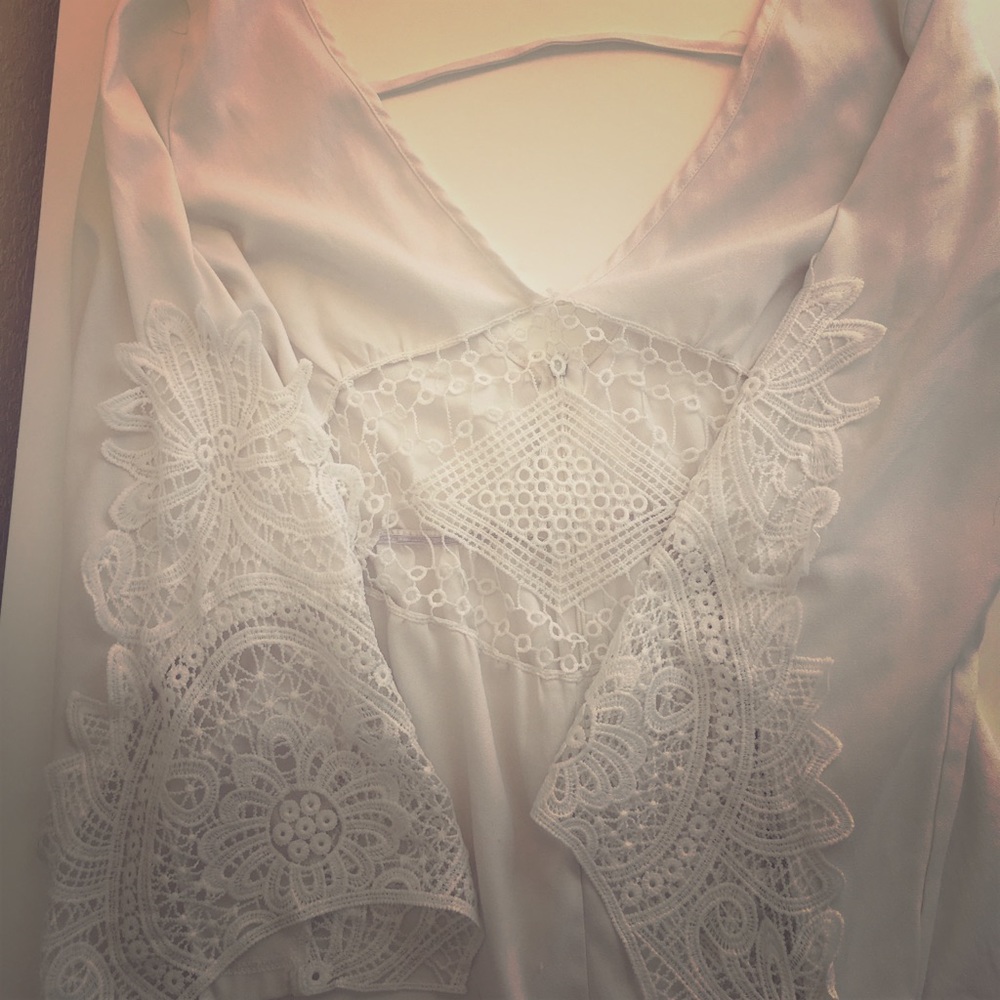 Bell Sleeve White Lace Romper