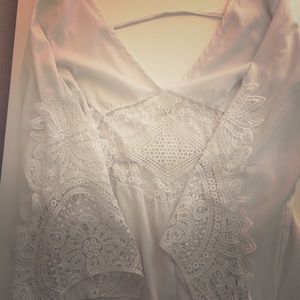 Bell Sleeve White Lace Romper