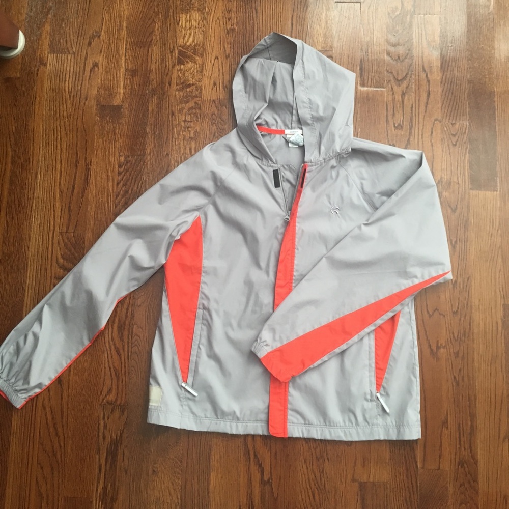 Gray and orange windbreaker. Size L. Old Navy.