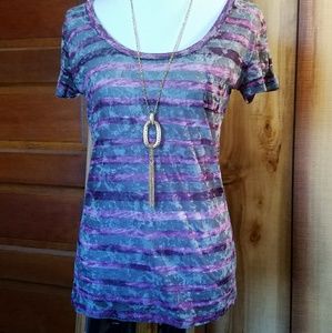 Charlotte russe t shirt. Gray/Purple Stripes. Sz S