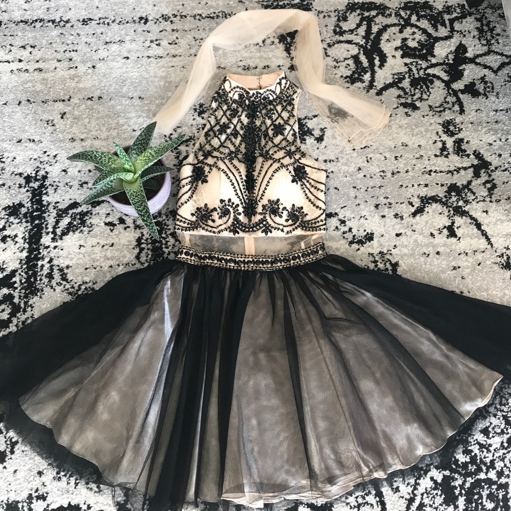 Black and nude color dress by Cinderella.