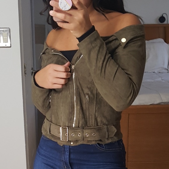 "Persuade Me" Off the Shoulder Jacket NWOT - Picture 2 of 7