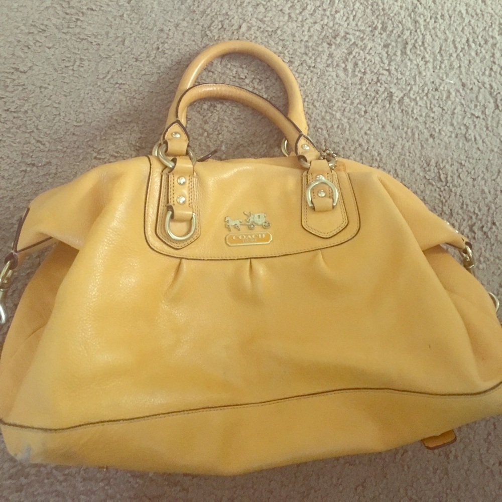 Coach mustard yellow leather handbag