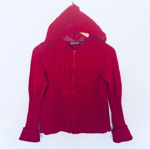 👚 Red DKNY Zip-Up Light Sweater