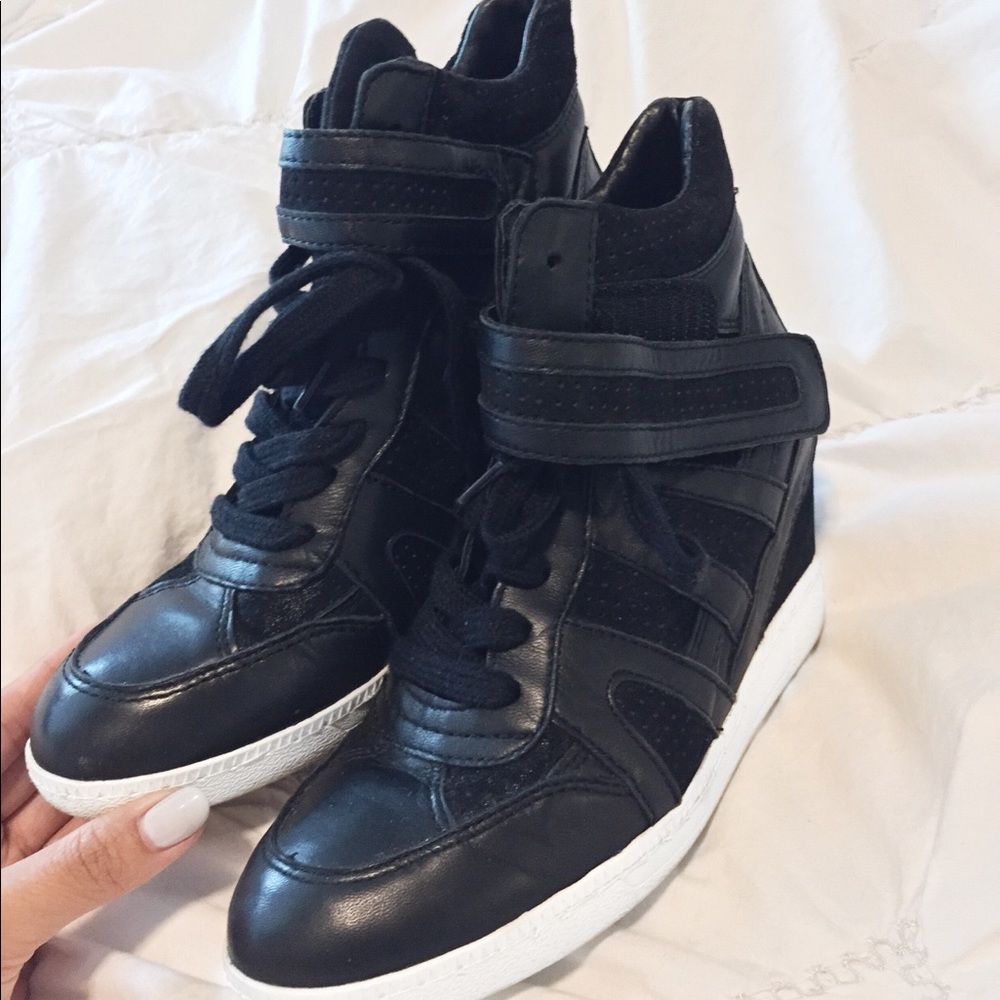 ASH Leather Wedge Sneakers (black)- worn once!