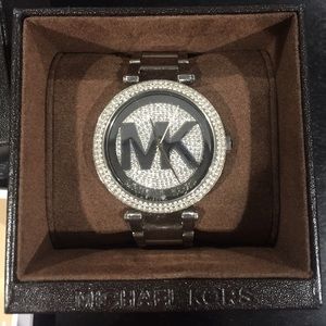 Michael Kors Silver Crystal Pave Logo