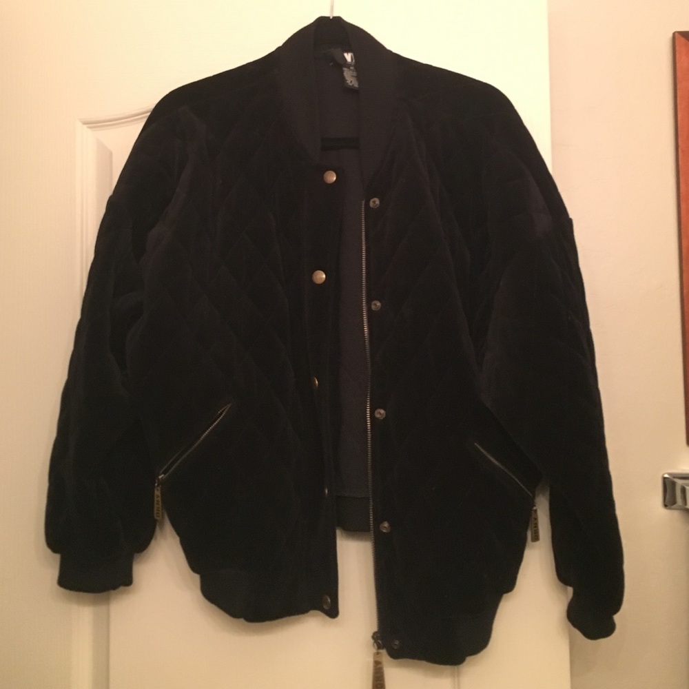 Donna Karan New York (DKNY) black velvet bomber