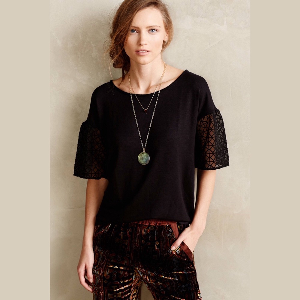 {Anthropologie} Laced Lantern Top