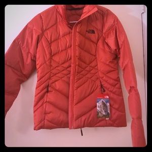 North Face Down Coat. Coral. Size S. New w/ Tags