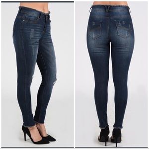 Nine Planet Jeans - Nine Planet Frayed Waist/Hem Skinny Denim Jeans Nine Planet Jeans - Nine Planet Frayed Waist/Hem Skinny Denim Jeans