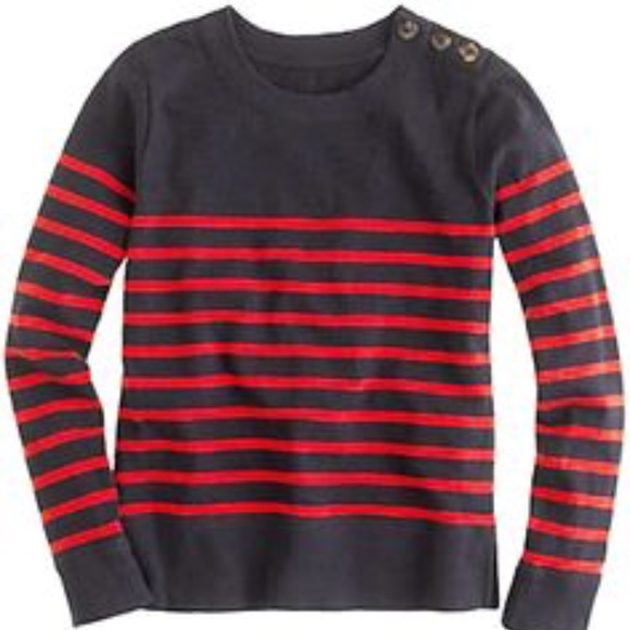 J. Crew Tortoise Button Sweatshirt in Stripe - Picture 1 of 7